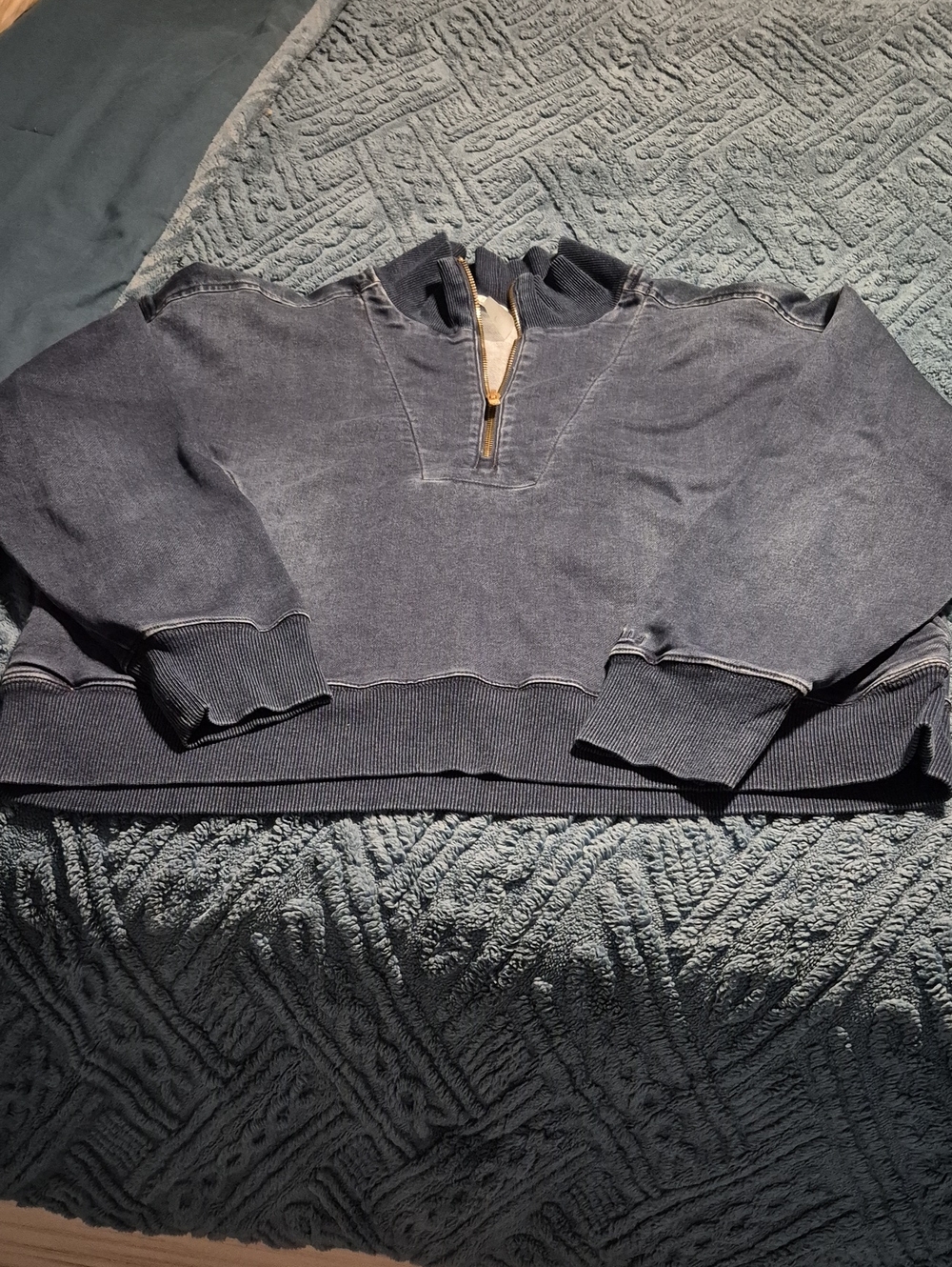 Calia Denim Scuba 1/2 Zip Top NWOT Sz L
